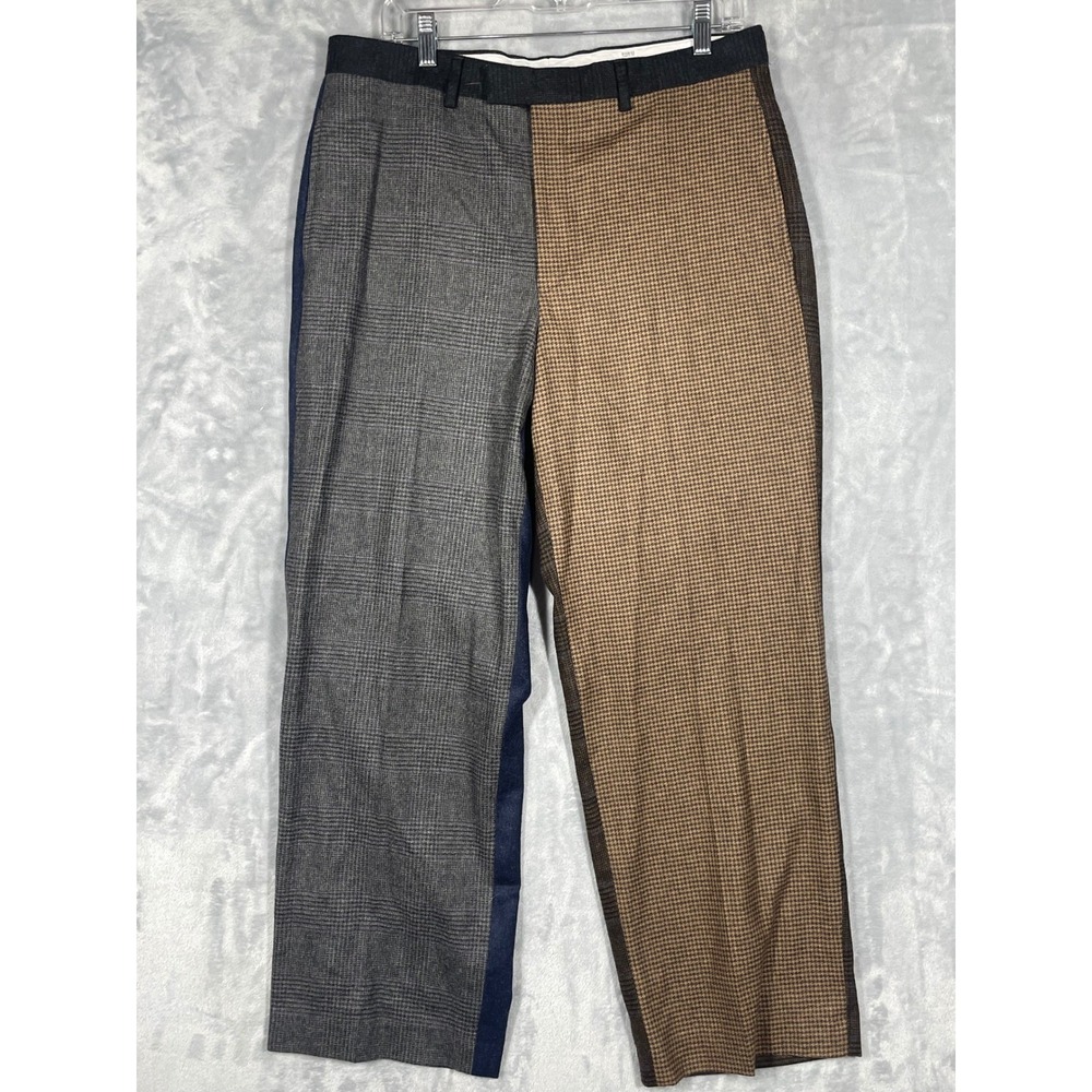 Noah NY Kynoch Wool Cashmere Patchwork Trousers Plaid Houndstooth Mens 34 Italy